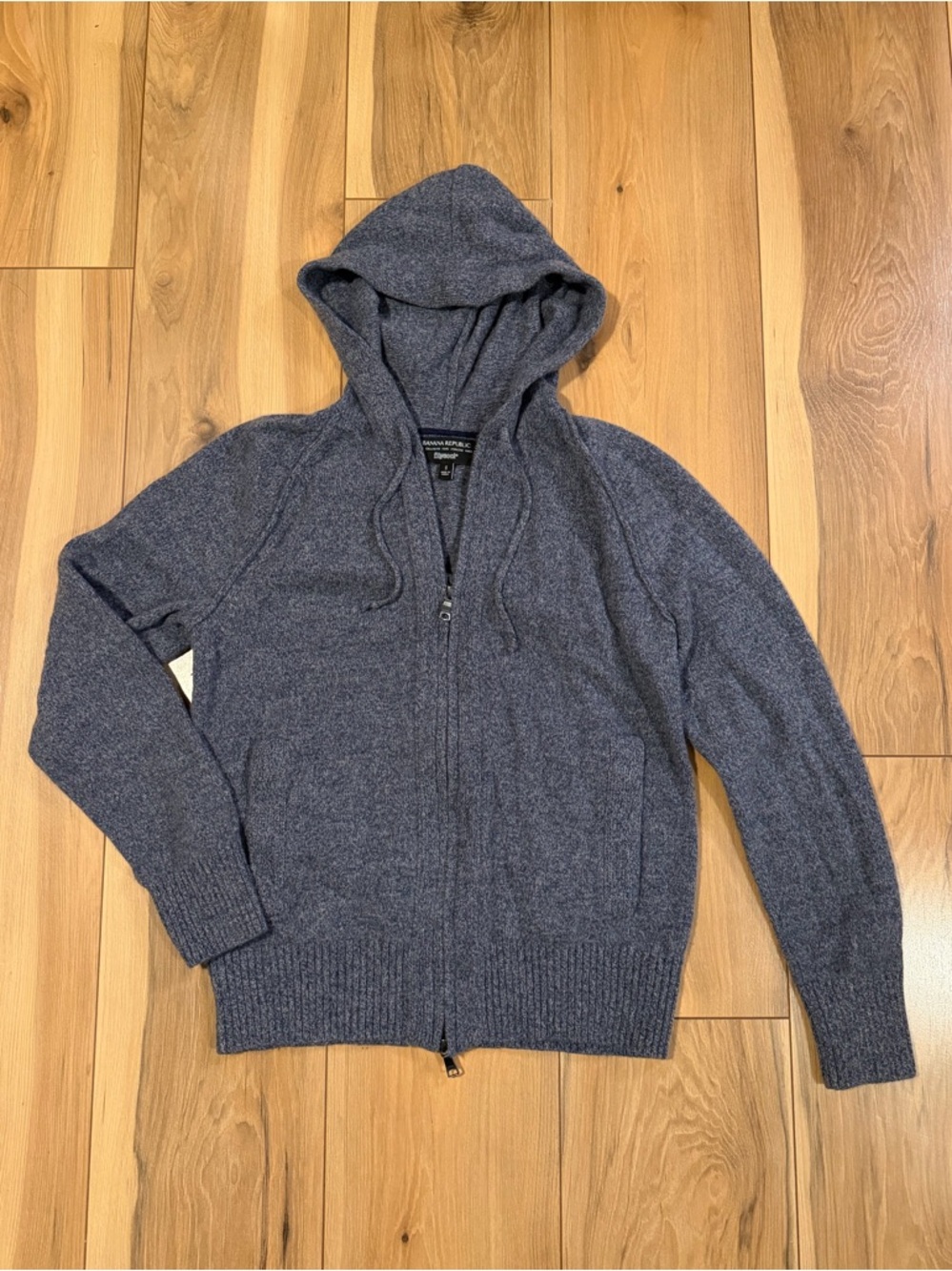 Banana Republic Men's Navy Zip-Up Hoodie Sweater Fine Italian Yarn Filpucci